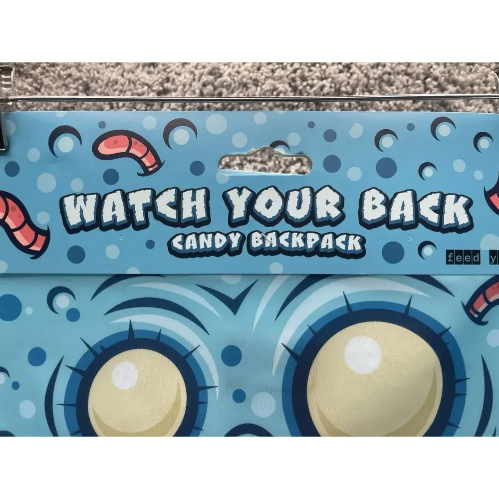 Halloween Candy Backpack Wormy Wally Watch Your Back Light Blue Worm Monster Nwt